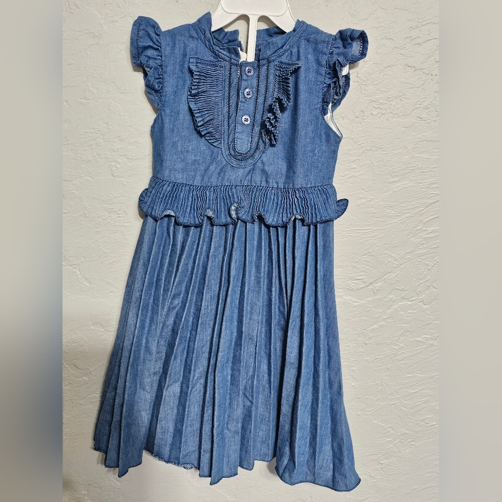 Trish Scully Girls Denim Frilly Dress, Size 3
